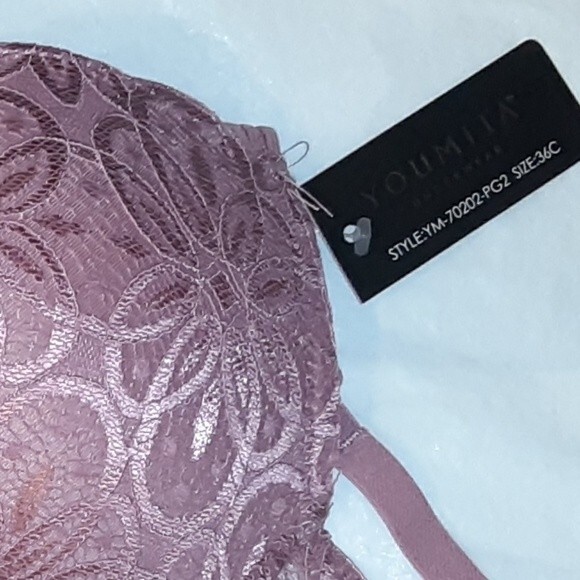 Youmita Mesa Rose Floral Lace Trim 36C Longline Bra NWT - Picture 8 of 8